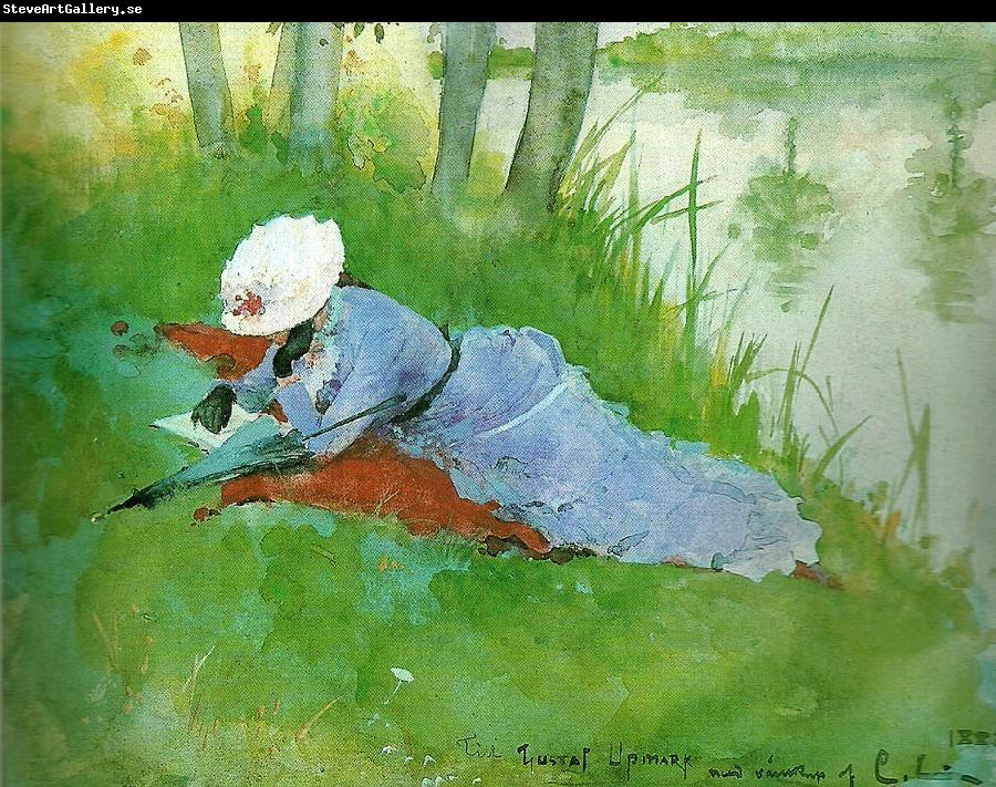 Carl Larsson karin vid stranden av loing